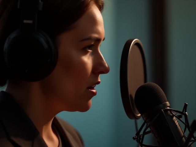 Voice coach working with student